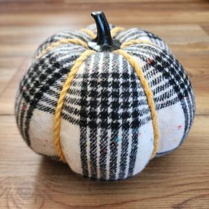 Flannel Pumpkin Decorative 7" Plaid Black White Fall